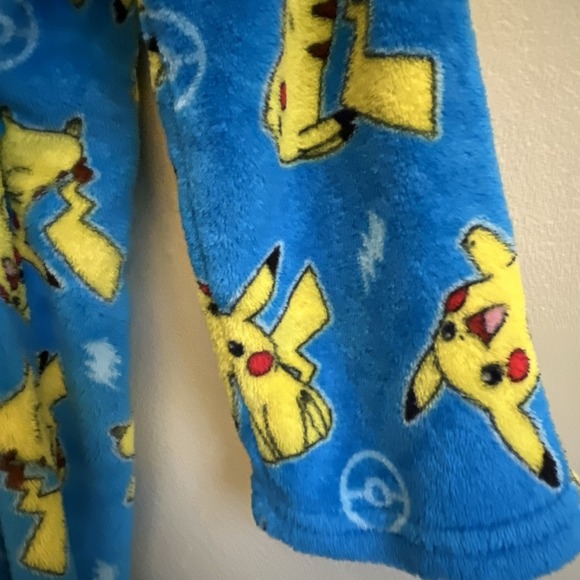 Pokemon Pikachu Plush Pajama Bathrobe Youth Blue Medium 8/10 - Picture 5 of 16